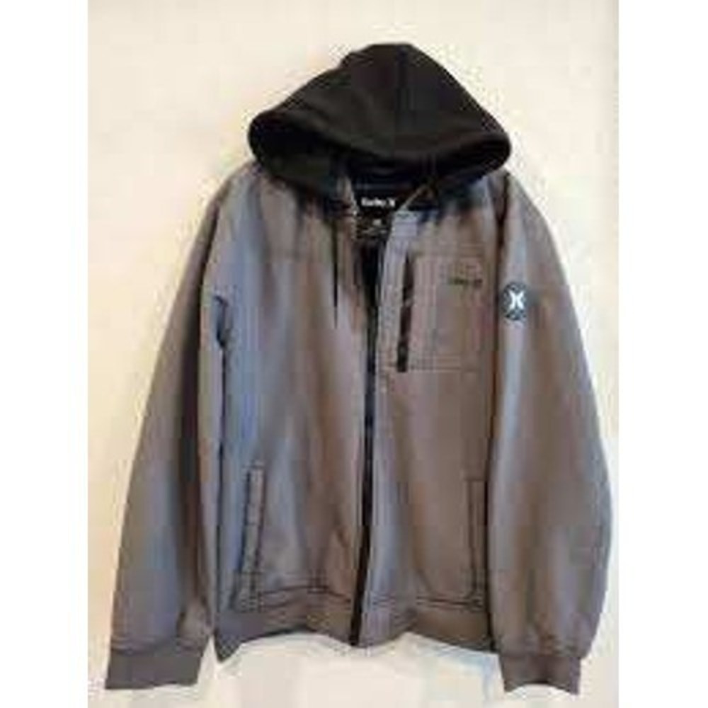 Hurley Mens Thermalwall Full Zip Hooded Men Jacket Gray Black Skyler Lined NEW L